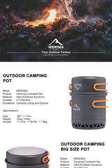 Widesea Camping Cookware Set – 1.3L & 2.3L Pot and Kettle Outdoor Cooking Kit