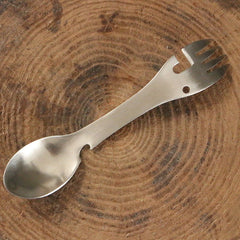 5-in-1 Camping Survival Tool – Fork, Knife, Spoon, Can/Bottle Opener EDC Kit