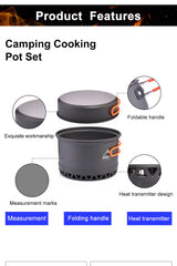 Widesea Camping Cookware Set – 1.3L & 2.3L Pot and Kettle Outdoor Cooking Kit