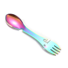 5-in-1 Camping Survival Tool – Fork, Knife, Spoon, Can/Bottle Opener EDC Kit