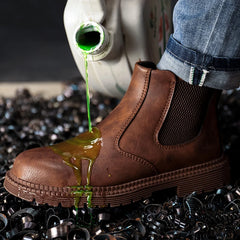 Men’s Waterproof Steel Toe Work Boots – Durable Leather Construction Shoes