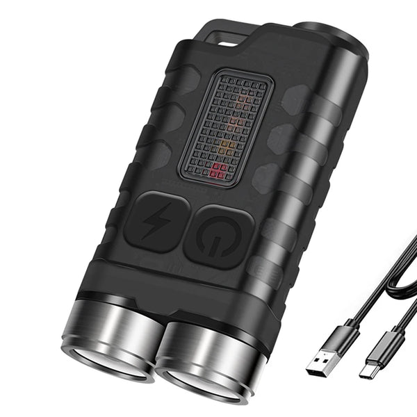 Multi-function Portable Mini Keychain Light Led High Bright Flashlight Dual Light Source Outdoor Camping Fishing Tool Head Lamp