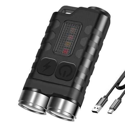 Multi-function Portable Mini Keychain Light Led High Bright Flashlight Dual Light Source Outdoor Camping Fishing Tool Head Lamp