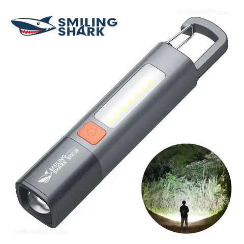 SMILING SHARK Mini Flashlight – High Brightness with Zoom & Side Floodlight
