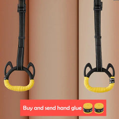 Kids Gymnastic Rings with Adjustable Strap Hand Tapes Home Gym Pull Up Fitness