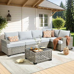 Weaxty 10-Piece Outdoor Patio Set – Wicker Sectional Sofa with Swivel Rocking Chair
