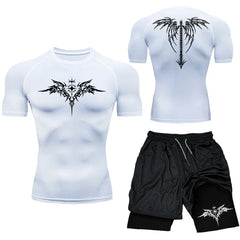 Men’s MMA Boxing Compression Set – Quick-Dry T-Shirt & Shorts 2PCS