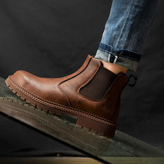 Men’s Waterproof Steel Toe Work Boots – Durable Leather Construction Shoes