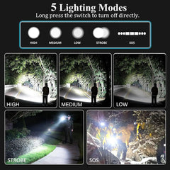 High Power LED Flashlight – Rechargeable Tactical Torch with USB Charging