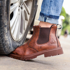 Men’s Waterproof Steel Toe Work Boots – Durable Leather Construction Shoes