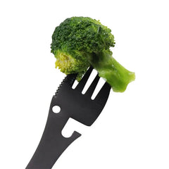 5-in-1 Camping Survival Tool – Fork, Knife, Spoon, Can/Bottle Opener EDC Kit