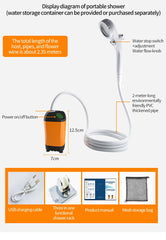 Portable Camping Shower – IPX7 Waterproof Electric Pump with Digital Display