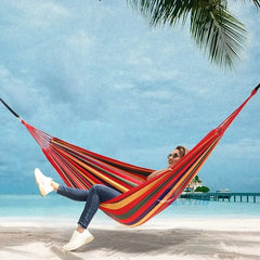 WESTTUNE Outdoor Canvas Hammock – Swing Hammock with Tree Ropes, 200kg Load Capacity