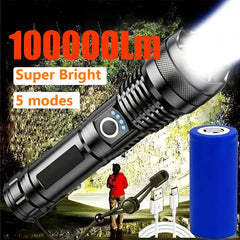 High Power LED Flashlight – Rechargeable Tactical Torch with USB Charging