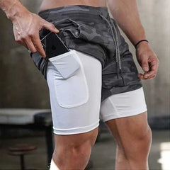 Men’s 2-in-1 Camo Gym & Running Shorts