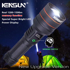 Long-Range LED Spotlight Flashlight – Waterproof Zoom Tactical Torch with Type-C Charging