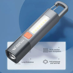 SMILING SHARK Mini Flashlight – High Brightness with Zoom & Side Floodlight