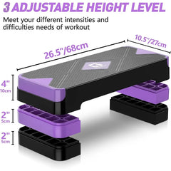 26.5" Step Deck with 4” 6” 8” Adjustable Height Risers, Women Home Gym Cardio Fitness
