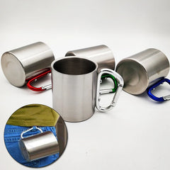 220ml Stainless Steel Camping Cup with Carabiner Handle – Portable Outdoor Travel Mug