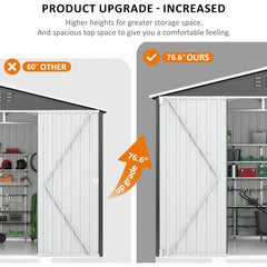 8x12 FT Metal Outdoor Storage Shed – Heavy-Duty Garden Tool Shed with Reinforced Frame