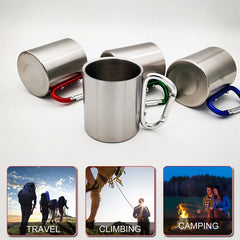 220ml Stainless Steel Camping Cup with Carabiner Handle – Portable Outdoor Travel Mug