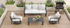 4-Piece Aluminum Patio Set – Swivel Rocking Chairs with Cushions & Conversation Table