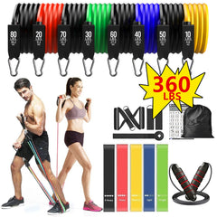 360lbs Resistance Band Set – Full-Body Workout Kit for Home Gym