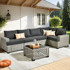 Weaxty 10-Piece Outdoor Patio Set – Wicker Sectional Sofa with Swivel Rocking Chair