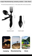 Portable Camping Utensil Set – Foldable Stainless Steel Fork, Spoon, Knife & Bottle Opener