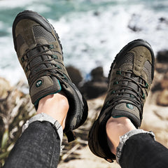 HIKEUP Men’s Suede Tactical Hiking Shoes – Outdoor Trekking Sneakers