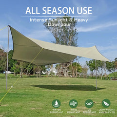 5.1x5.1m Large Waterproof Octagon Camping Tarp – Outdoor Sun Shelter Awning, Butterfly Tent Shade Canopy for Beach & Travel