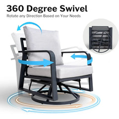 4-Piece Aluminum Patio Set – Swivel Rocking Chairs with Cushions & Conversation Table