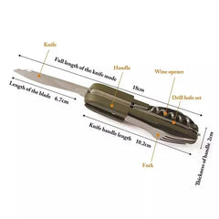 7-in-1 Camping Utensil Tool – Portable Stainless Steel Fork, Spoon, Knife & Opener Set