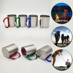 220ml Stainless Steel Camping Cup with Carabiner Handle – Portable Outdoor Travel Mug