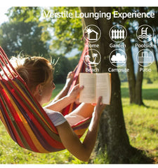 WESTTUNE Outdoor Canvas Hammock – Swing Hammock with Tree Ropes, 200kg Load Capacity