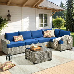 Weaxty 10-Piece Outdoor Patio Set – Wicker Sectional Sofa with Swivel Rocking Chair