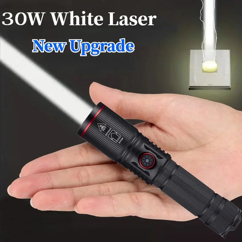 30W High Power LED Flashlight – Rechargeable Zoom Torch with Type-C Charging