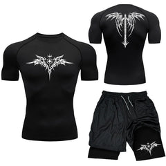 Men’s MMA Boxing Compression Set – Quick-Dry T-Shirt & Shorts 2PCS