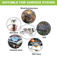 8-Piece Stainless Steel Camping Cookware Set – Pot, Pan, Plates & Cups for Outdoor Cooking