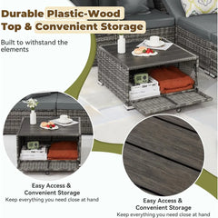 6-Piece Patio Furniture Set – Outdoor Sectional Sofa with Canopy & Adjustable Backrest
