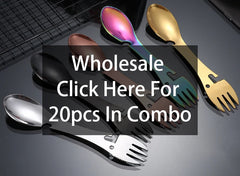 5-in-1 Camping Survival Tool – Fork, Knife, Spoon, Can/Bottle Opener EDC Kit