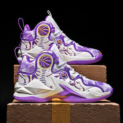 Men's Basketball Shoes No-Slip Breathable Outdoor Shoes Fashion Graffiti Training Shoes