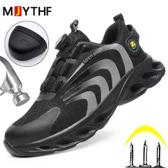 Men’s Lightweight Safety Shoes – Steel Toe, Puncture-Proof, Rotary Buckle Design