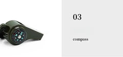 3-in-1 Emergency Survival Whistle – With Compass & Thermometer, Army Green Outdoor Tool  Bullet Point Description: