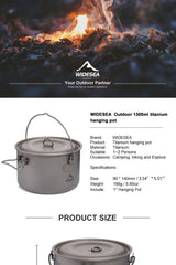 Widesea Titanium Camping Cookware Set – Lightweight Outdoor Pot & Pan for Hiking & Trekking