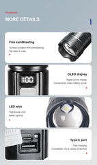 2,000,000LM Ultra-Bright Flashlight – Zoomable Waterproof Torch with Digital Display