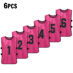 Quick-Dry Numbered Soccer Pinnies – 2/6PCS Team Sports Vests
