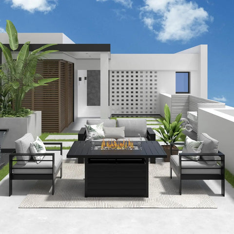 7-Piece Aluminum Patio Furniture Set – Outdoor Sectional Sofa with Cushions & Coffee Table