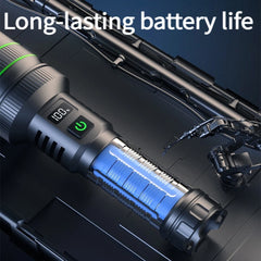 Long-Range LED Spotlight Flashlight – Waterproof Zoom Tactical Torch with Type-C Charging