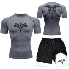 Men’s MMA Boxing Compression Set – Quick-Dry T-Shirt & Shorts 2PCS